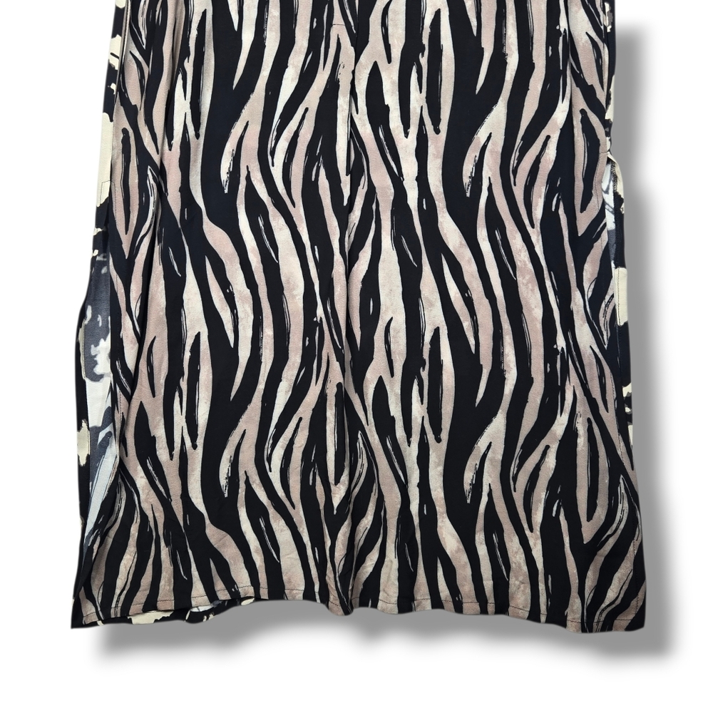 Alembika Shayna Safari Shirt Dress Maxi Pockets Zebra Print  NEW $324 Medium - Picture 7 of 16